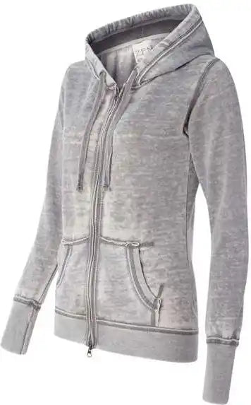 J. America 8913 Women’s Zen Fleece Full Zip Hooded Sweatshirt Cement