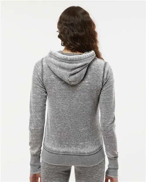 J. America 8913 Women’s Zen Fleece Full-zip Hooded Sweatshirt - Cement