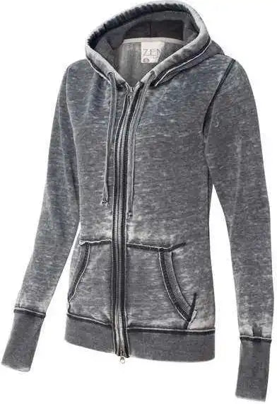 J. America 8913 Women’s Zen Fleece Full Zip Hooded Sweatshirt Dark Smoke