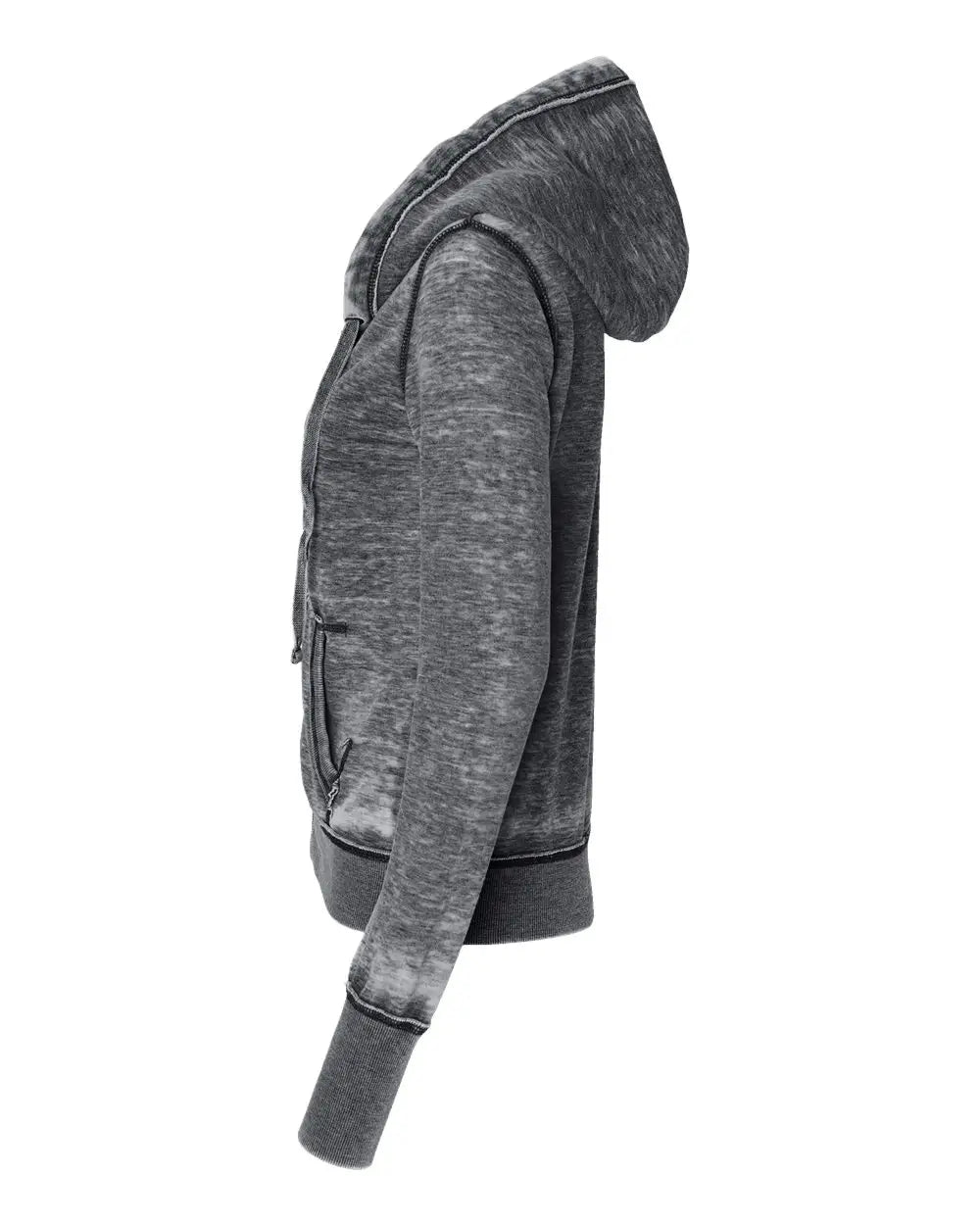J. America 8913 Women’s Zen Fleece Full-zip Hooded Sweatshirt - Dark Smoke