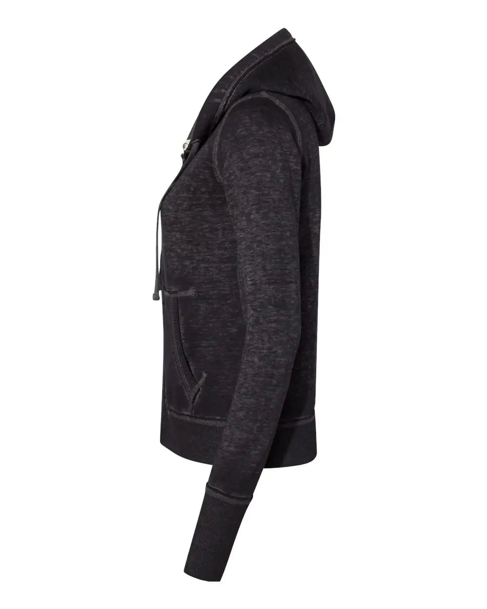 J. America 8913 Women’s Zen Fleece Full-zip Hooded Sweatshirt - Twisted Black
