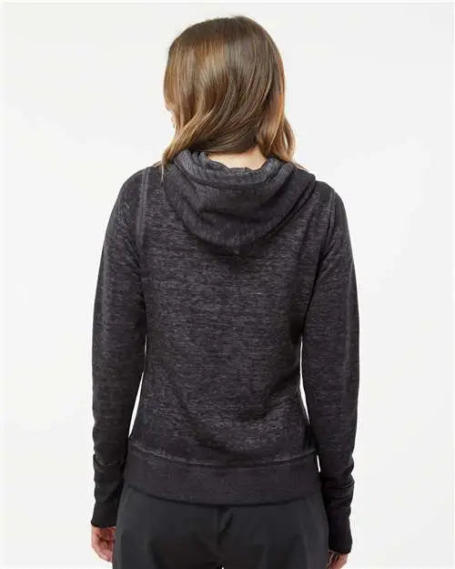 J. America 8913 Women’s Zen Fleece Full-zip Hooded Sweatshirt - Twisted Black