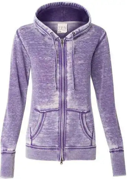 J. America 8913 Women’s Zen Fleece Full-zip Hooded Sweatshirt - Very Berry