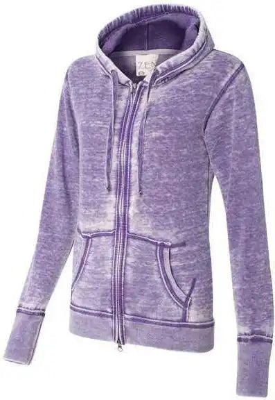 J. America 8913 Women’s Zen Fleece Full-zip Hooded Sweatshirt - Very Berry