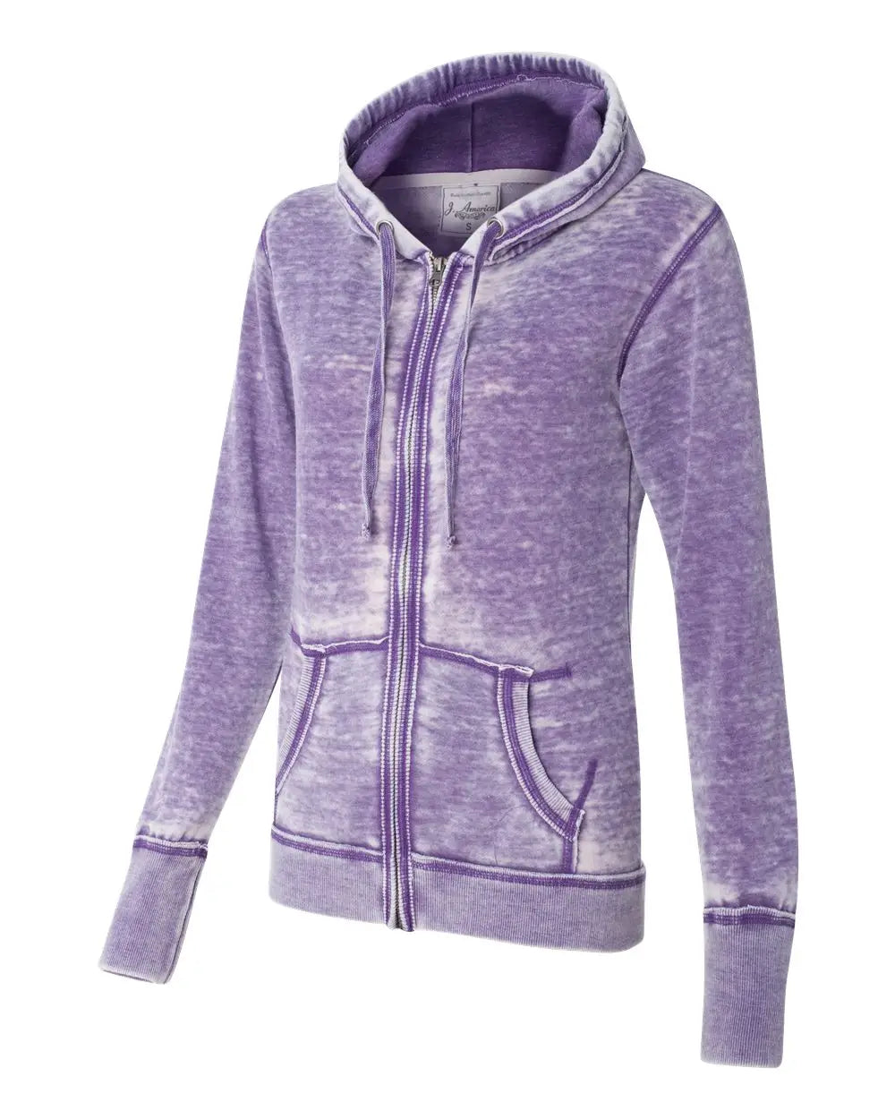 J. America 8913 Women’s Zen Fleece Full-zip Hooded Sweatshirt - Very Berry - Purple / Xs