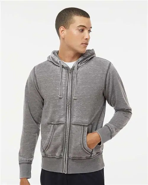 J. America 8916 Vintage Zen Fleece Full-zip Hooded Sweatshirt - Cement