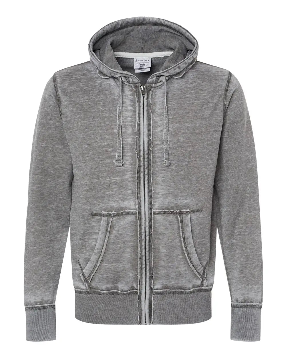 J. America 8916 Vintage Zen Fleece Full-zip Hooded Sweatshirt - Cement - Gray / s