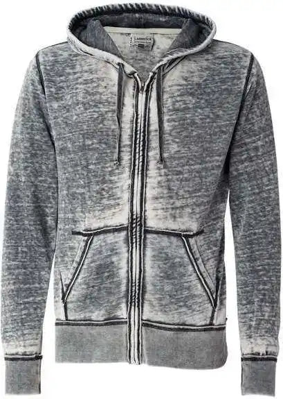 J. America 8916 Vintage Zen Fleece Full Zip Hooded Sweatshirt Dark Smoke