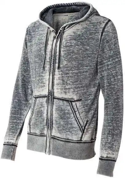 J. America 8916 Vintage Zen Fleece Full Zip Hooded Sweatshirt Dark Smoke