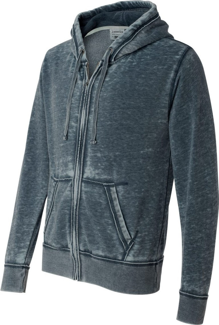 J. America 8916 Vintage Zen Fleece Full-zip Hooded Sweatshirt - Navy - 3xl