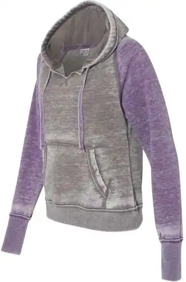 J. America 8926 Women’s Zen Fleece Raglan Hooded Sweatshirt - Cement Very Berry