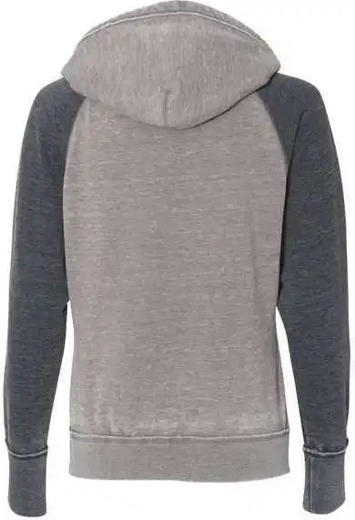 J. America 8926 Women’s Zen Fleece Raglan Hooded Sweatshirt - Cement Dark Smoke