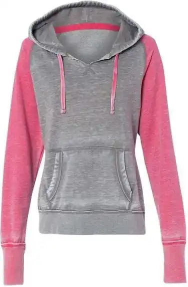 J. America 8926 Women’s Zen Fleece Raglan Hooded Sweatshirt - Cement Wildberry