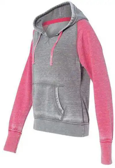 J. America 8926 Women’s Zen Fleece Raglan Hooded Sweatshirt - Cement Wildberry