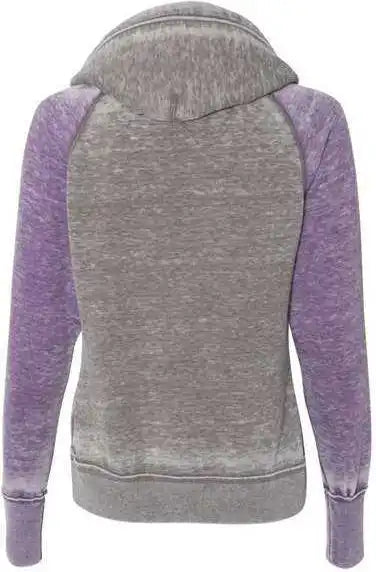 J. America 8926 Women’s Zen Fleece Raglan Hooded Sweatshirt - Cement Very Berry
