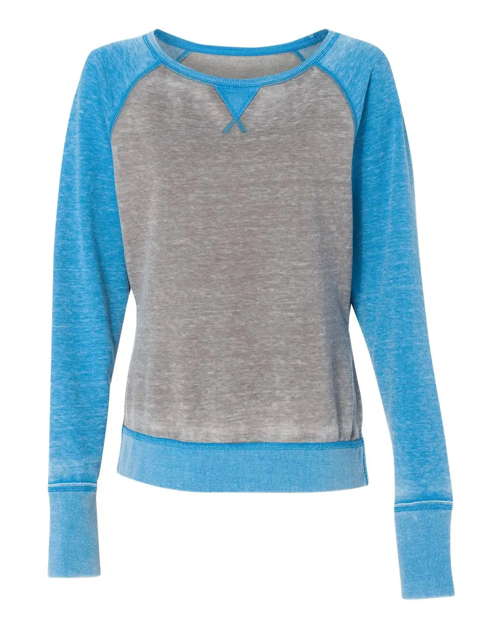 J. America 8927 Women’s Zen Fleece Raglan Sweatshirt - Cement Oceanberry - Cement/ / Ladies s