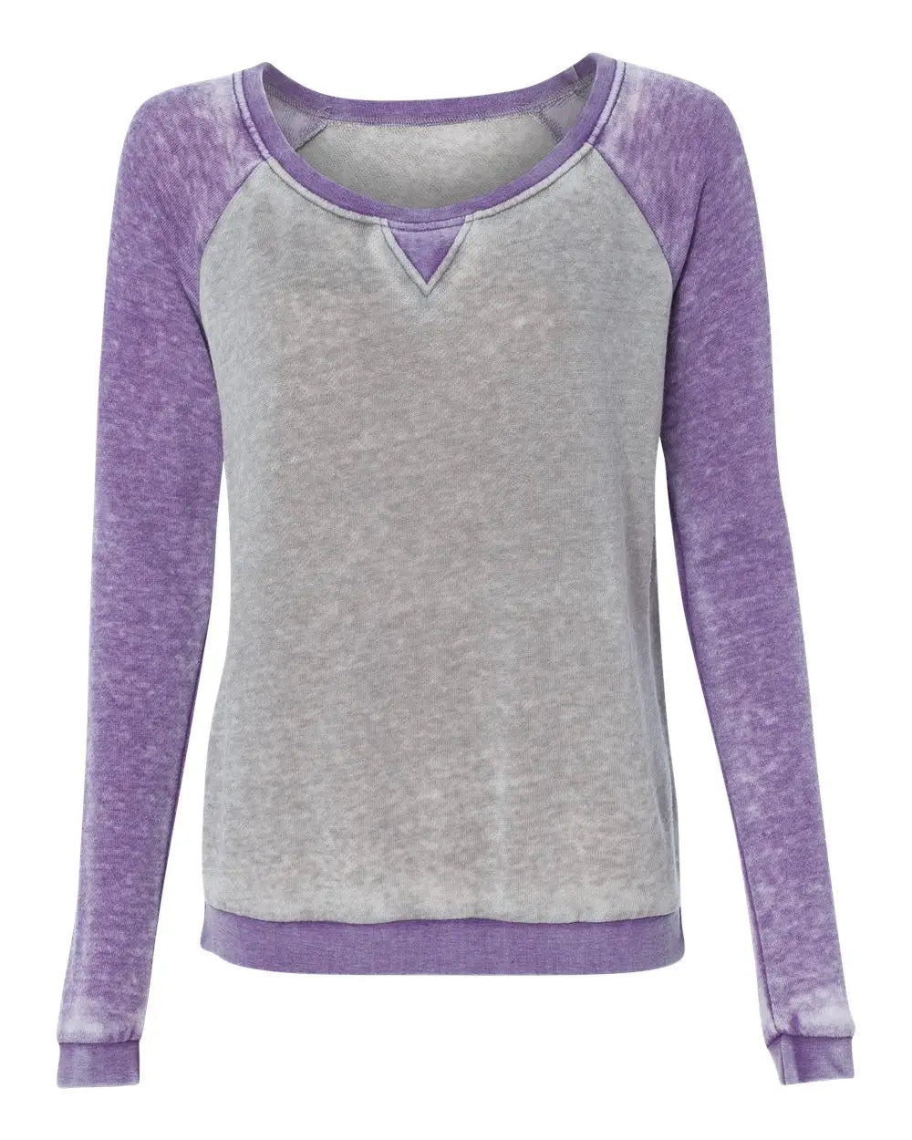 J. America 8927 Women’s Zen Fleece Raglan Sweatshirt - Cement Very Berry