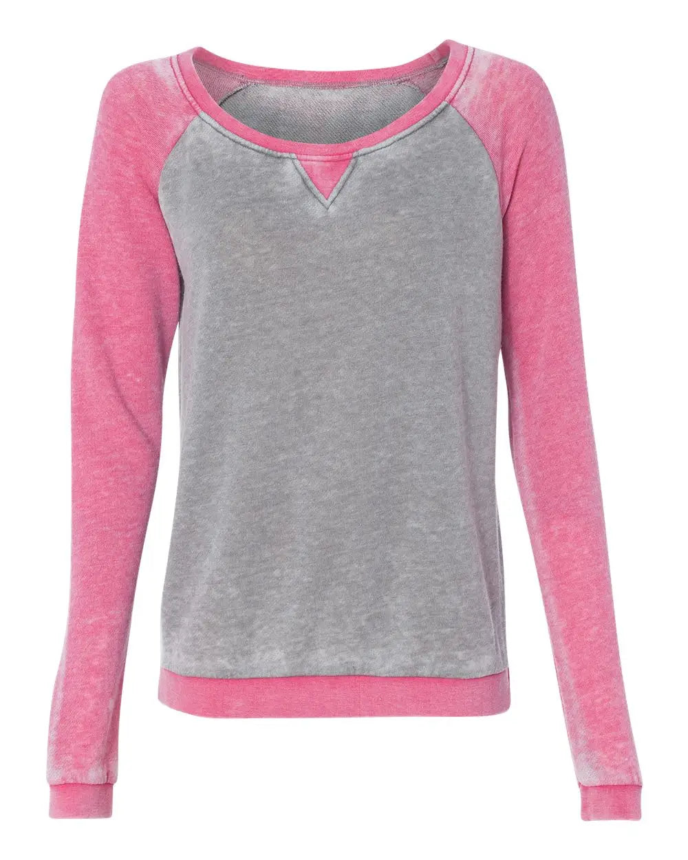 J. America 8927 Women’s Zen Fleece Raglan Sweatshirt - Cement Wildberry - Cement/ / Ladies s