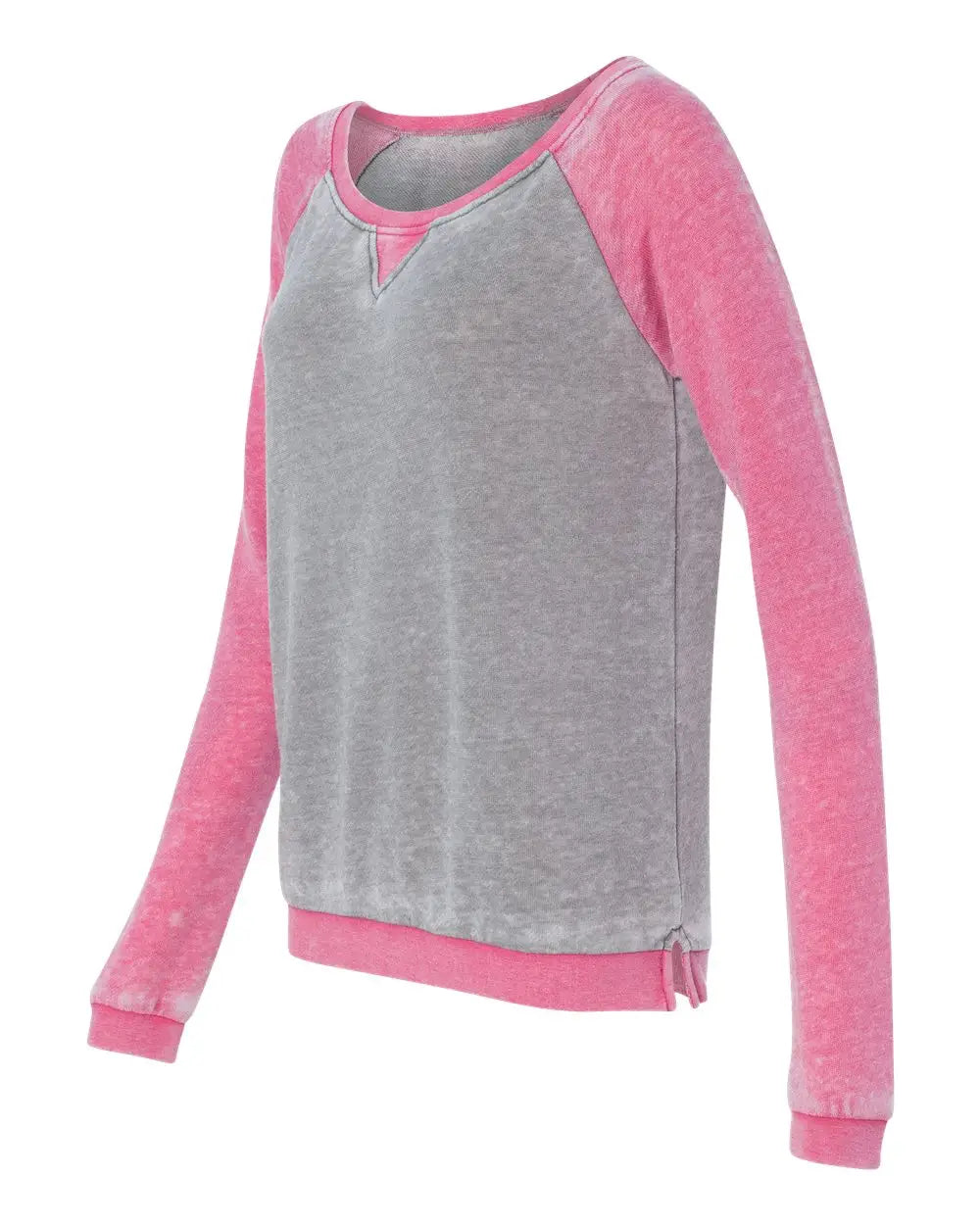 J. America 8927 Women’s Zen Fleece Raglan Sweatshirt - Cement Wildberry - Cement/ / Ladies s