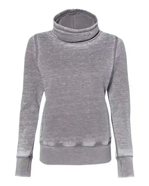 J. America 8930 Womens Zen Fleece Cowl Neck Sweatshirt - Cement