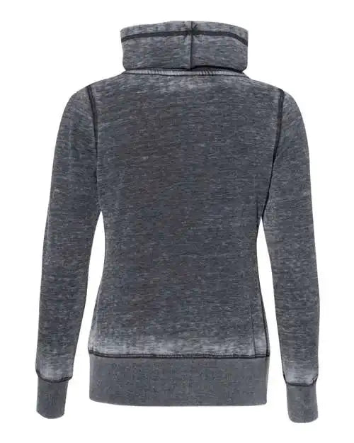 J. America 8930 Womens Zen Fleece Cowl Neck Sweatshirt - Dark Smoke