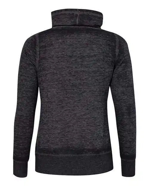 J. America 8930 Womens Zen Fleece Cowl Neck Sweatshirt Twisted Black