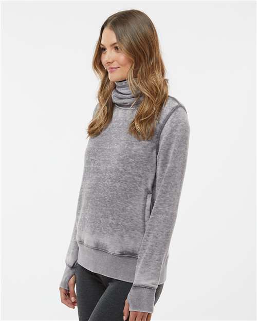 J. America 8930j Women’s Zen Fleece Cowl Neck Sweatshirt - 8930 - Cement