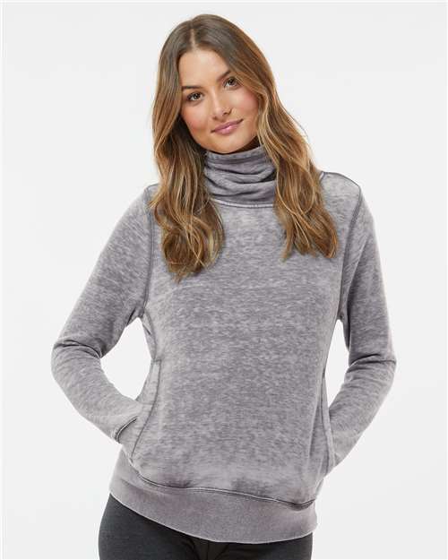 J. America 8930j Women’s Zen Fleece Cowl Neck Sweatshirt - 8930 - Cement