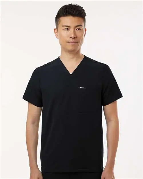 Jaanuu M10001 Holmes Everyday 1-pocket Scrub V-neck Top - Black