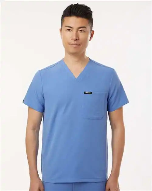 Jaanuu M10001 Holmes Everyday 1-pocket Scrub V-neck Top - Ceil Blue