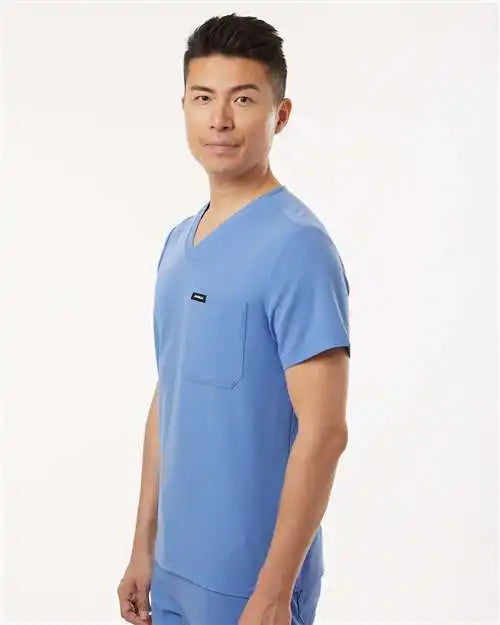 Jaanuu M10001 Holmes Everyday 1-pocket Scrub V-neck Top - Ceil Blue