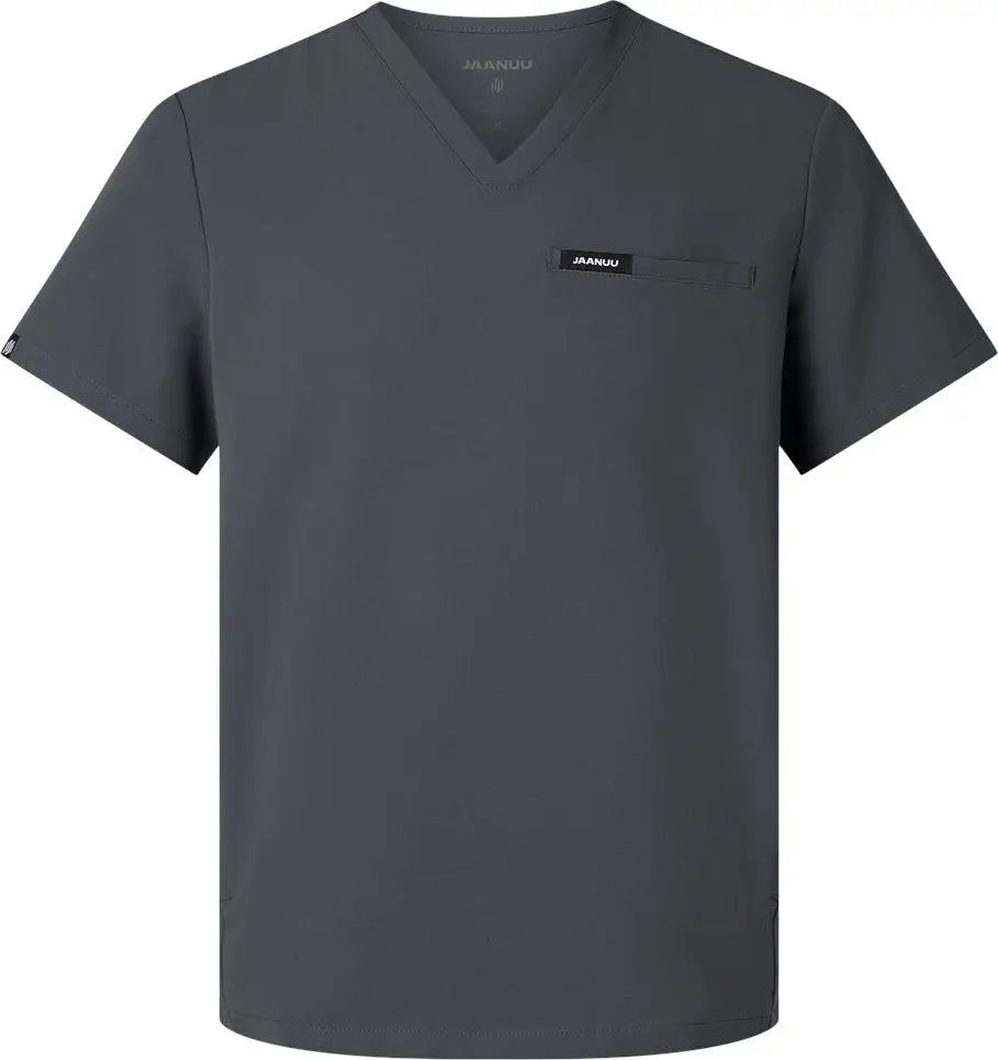 Jaanuu M10002 Platt 3-pocket Scrub V-neck Top - Carbon Grey