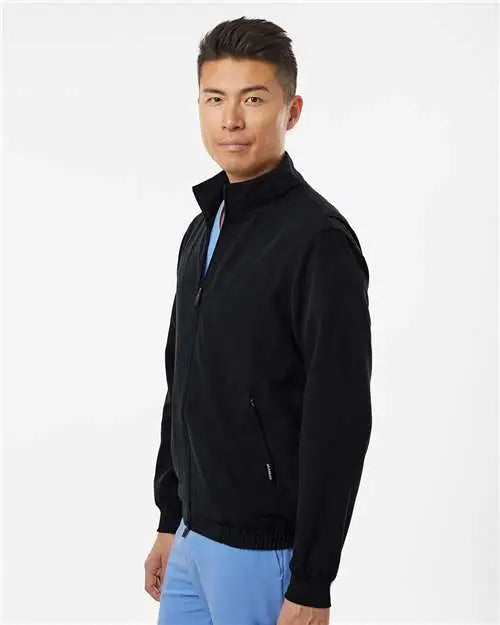Jaanuu M60001 Wolfe Everyday Full-zip 6-pocket Scrub Jacket - Black