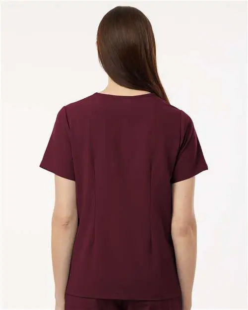 Jaanuu W10001 Women’s Rhena Essential 1-pocket Scrub V-neck Top - Burgundy