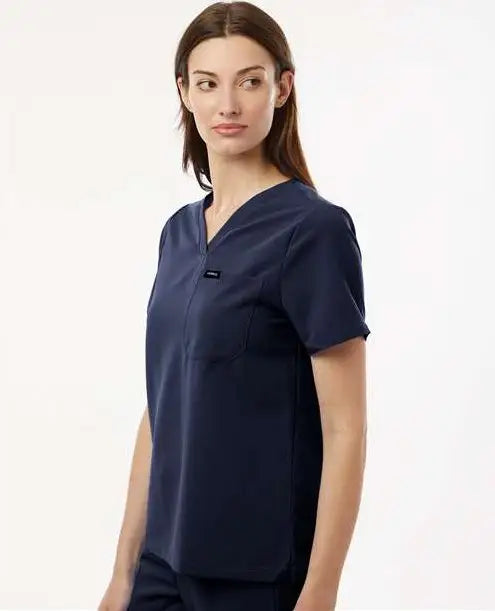 Jaanuu W10001 Women’s Rhena Essential 1-pocket Scrub V-neck Top - Midnight Navy