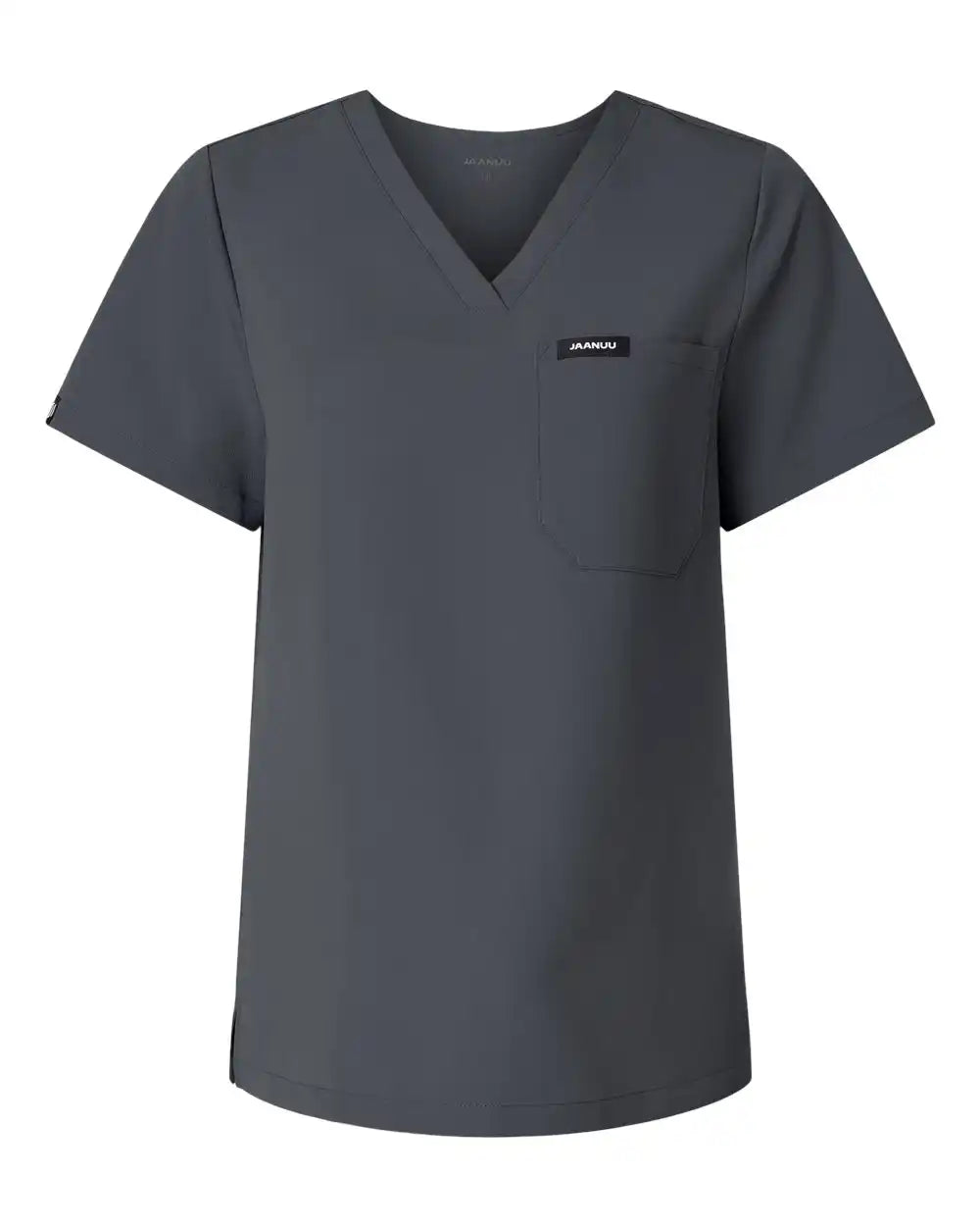Jaanuu W10001 Women’s Rhena Essential 1-pocket Scrub V-neck Top - Carbon Grey - Xs