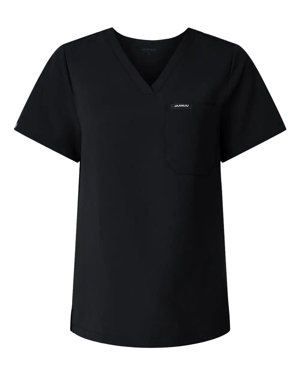 Jaanuu W10001 Women’s Rhena Essential 1-pocket Scrub V-neck Top - Black - Adult Xs