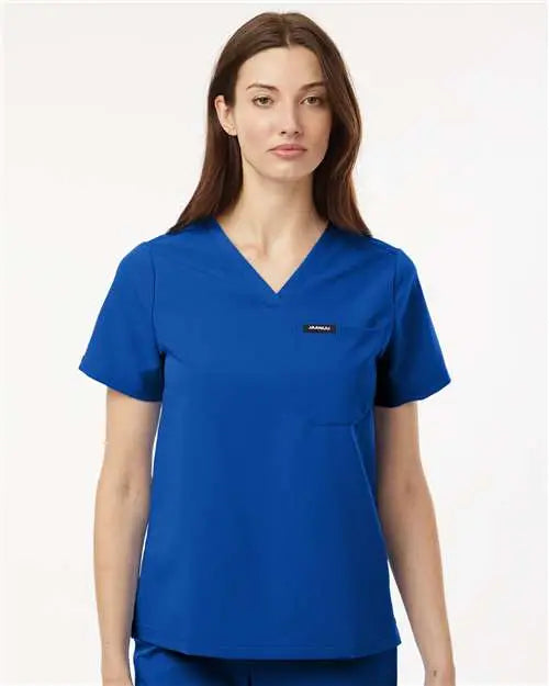 Jaanuu W10001 Women’s Rhena Essential 1-pocket Scrub V-neck Top - Royal Blue