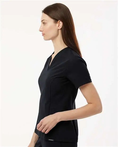 Jaanuu W10003 Women’s Calix Fit & Flare Scrub V-neck Top - Black