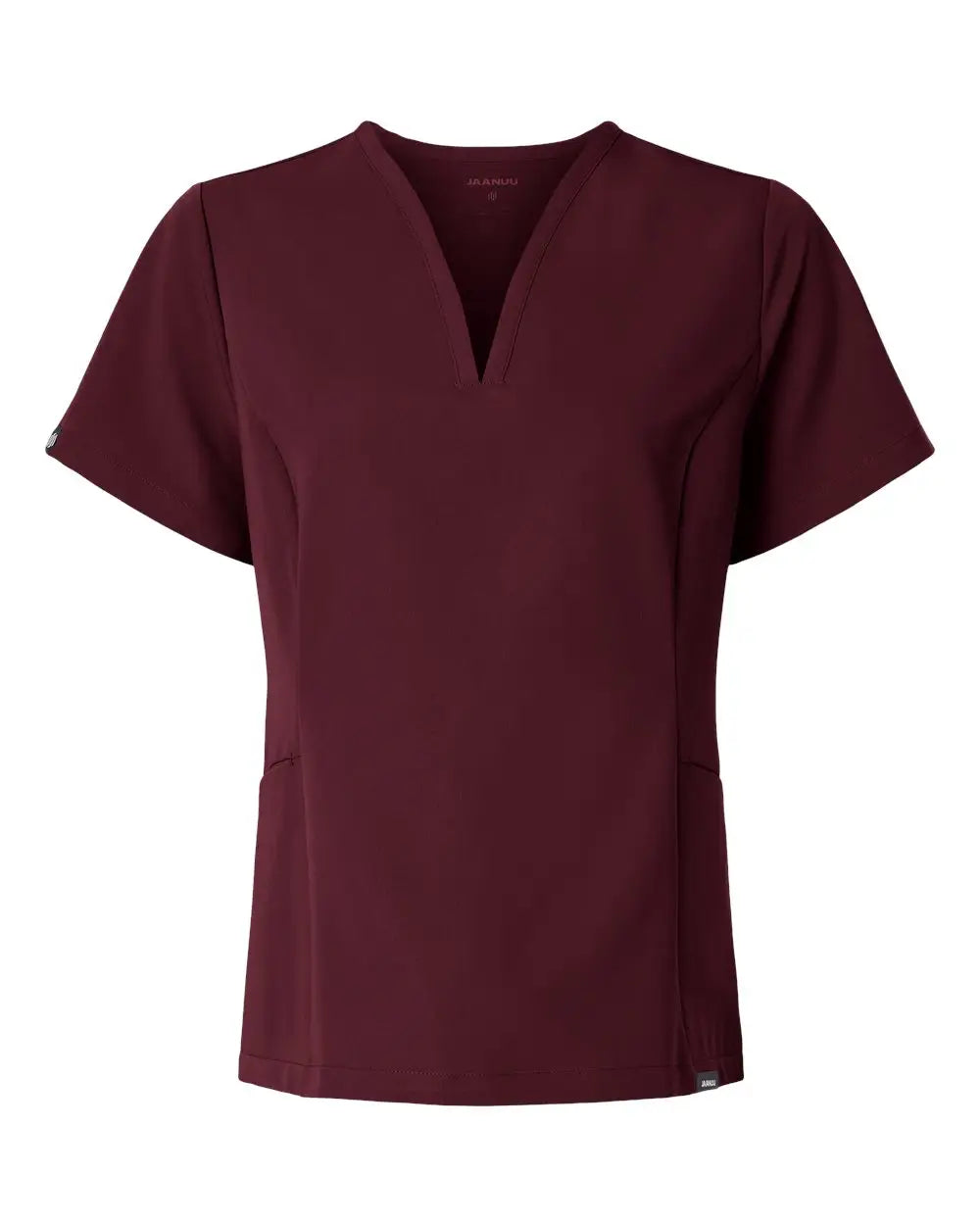 Jaanuu W10003 Women’s Calix Fit & Flare Scrub V-neck Top - Burgundy - Adult Xs