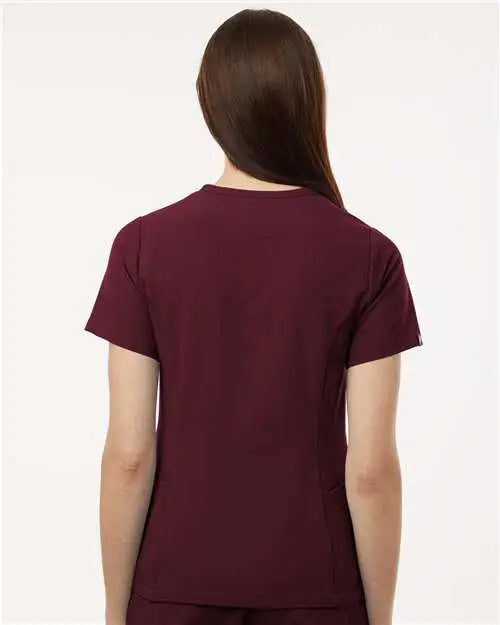 Jaanuu W10003 Women’s Calix Fit & Flare Scrub V-neck Top - Burgundy