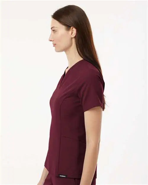 Jaanuu W10003 Women’s Calix Fit & Flare Scrub V-neck Top - Burgundy