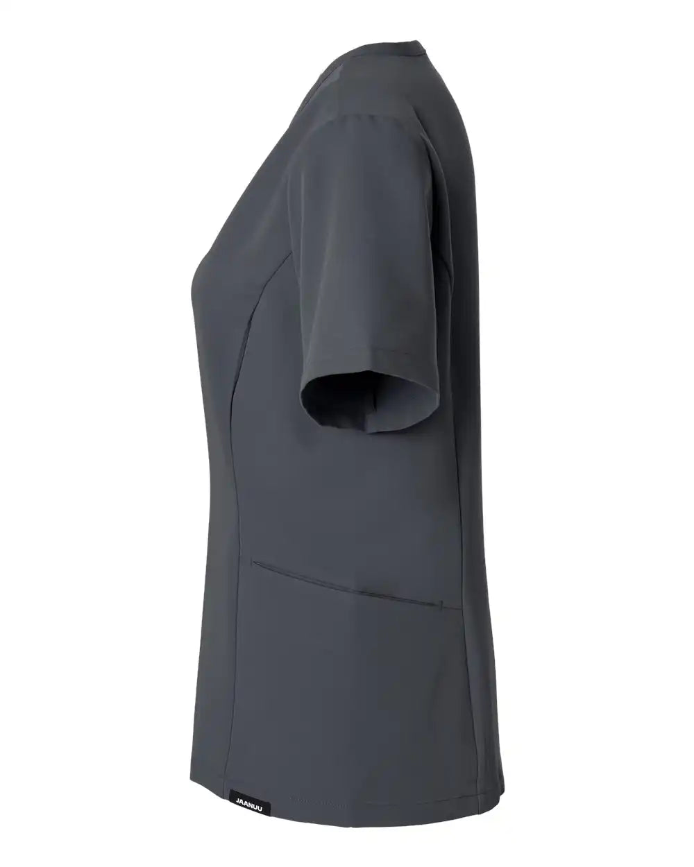 Jaanuu W10003 Women’s Calix Fit &amp; Flare Scrub V-neck Top - Carbon Grey