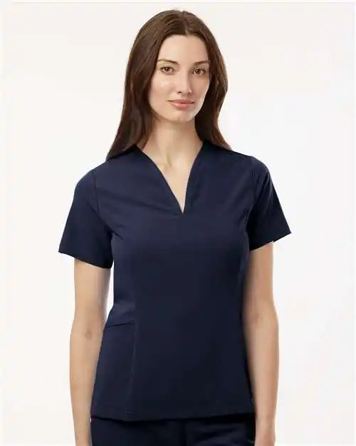 Jaanuu W10003 Women’s Calix Fit &amp; Flare Scrub V-neck Top - Midnight Navy