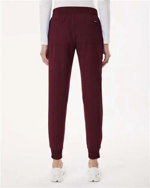 Jaanuu W20003p Women’s Silex Knit-waist Scrub Joggers - Petite Sizes - Burgundy