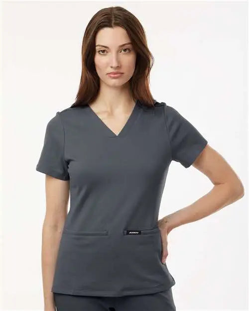 Jaanuu W30003 Women’s Cesi Ultrasoft Scrub V-neck Top - Carbon Gray