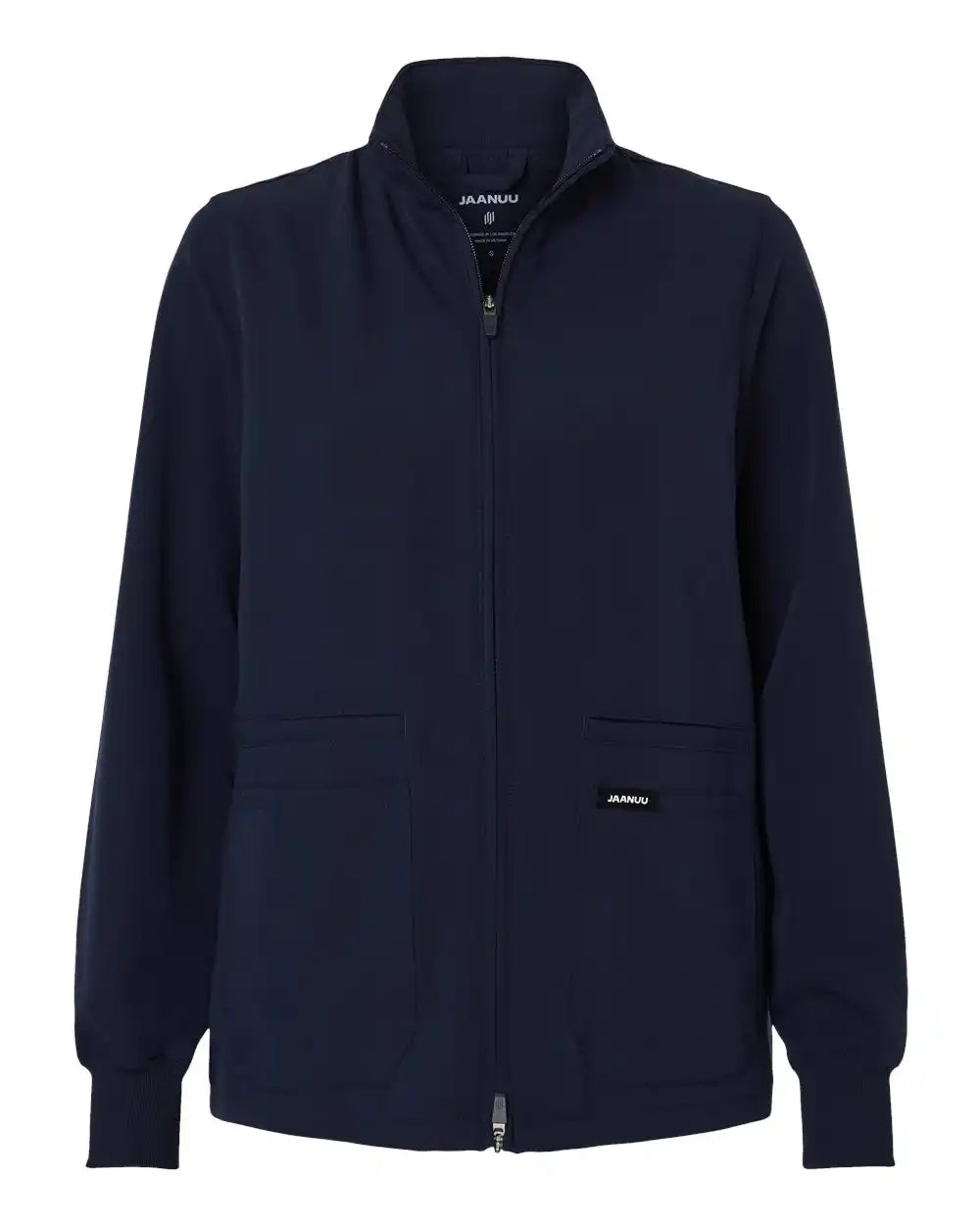 Jaanuu W60001 Women’s Ceri Essential Full-zip 6-pocket Scrub Jacket - Midnight Navy - Xs