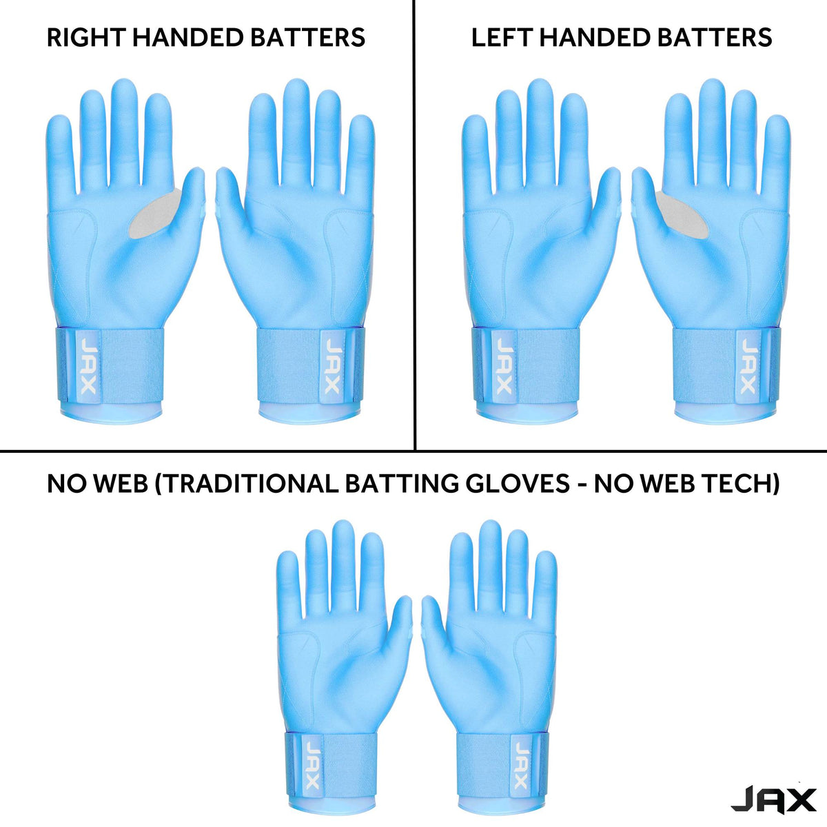 Jax Strap Cuff Batting Gloves - Baby Blue