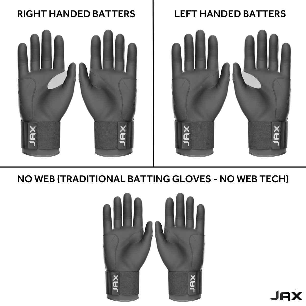 Jax Strap Cuff Batting Gloves - Gray
