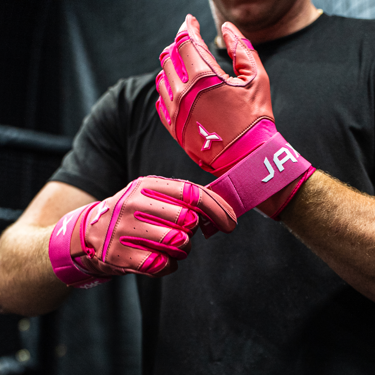 Jax Strap Cuff Batting Gloves - Pink